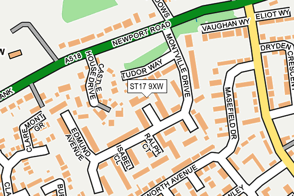 ST17 9XW map - OS OpenMap – Local (Ordnance Survey) ST17 9XW map - OS OpenMap – Local (Ordnance Survey)