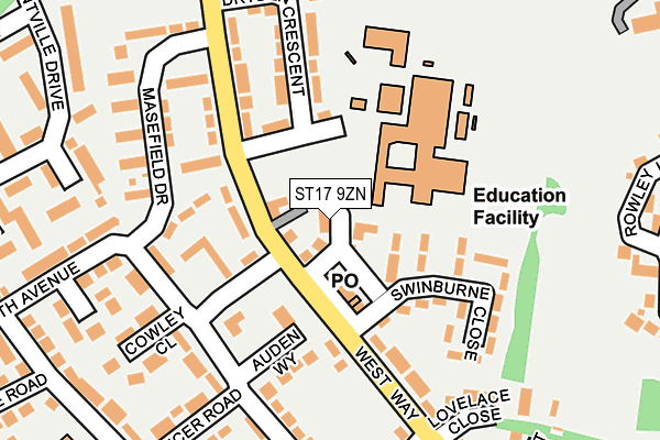ST17 9ZN map - OS OpenMap – Local (Ordnance Survey) ST17 9ZN map - OS OpenMap – Local (Ordnance Survey)