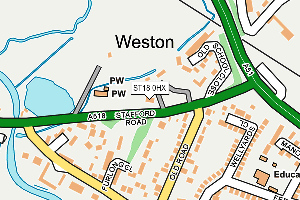 ST18 0HX map - OS OpenMap – Local (Ordnance Survey) ST18 0HX map - OS OpenMap – Local (Ordnance Survey)