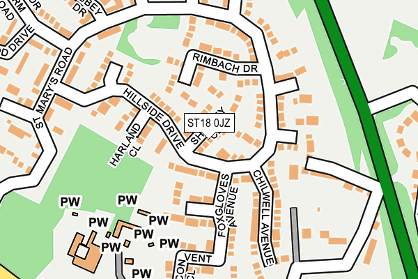 ST18 0JZ map - OS OpenMap – Local (Ordnance Survey) ST18 0JZ map - OS OpenMap – Local (Ordnance Survey)