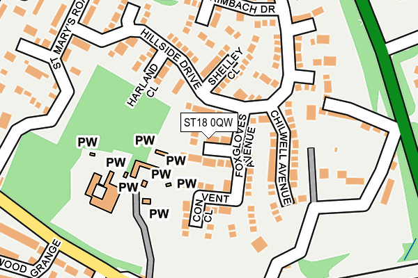 ST18 0QW map - OS OpenMap – Local (Ordnance Survey) ST18 0QW map - OS OpenMap – Local (Ordnance Survey)