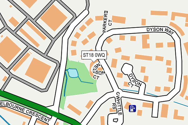 ST18 0WQ map - OS OpenMap – Local (Ordnance Survey) ST18 0WQ map - OS OpenMap – Local (Ordnance Survey)