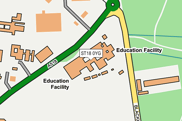 ST18 0YG map - OS OpenMap – Local (Ordnance Survey) ST18 0YG map - OS OpenMap – Local (Ordnance Survey)