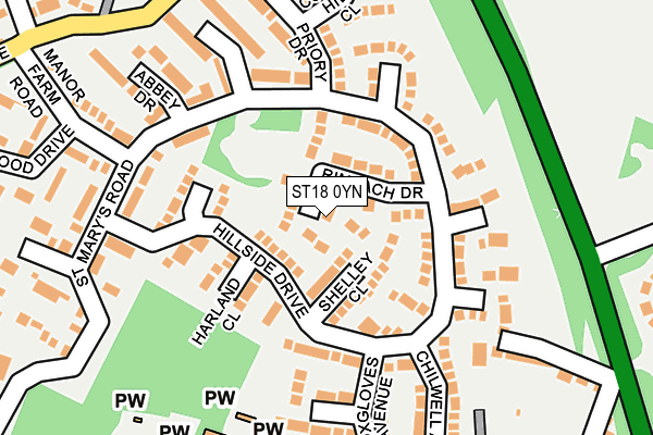 ST18 0YN map - OS OpenMap – Local (Ordnance Survey) ST18 0YN map - OS OpenMap – Local (Ordnance Survey)