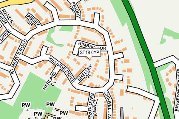 ST18 0YP map - OS OpenMap – Local (Ordnance Survey) ST18 0YP map - OS OpenMap – Local (Ordnance Survey)