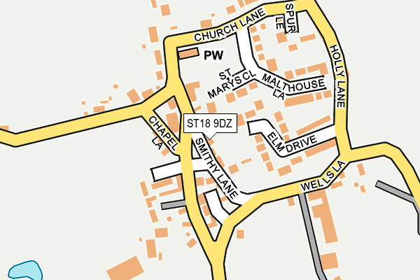 ST18 9DZ map - OS OpenMap – Local (Ordnance Survey) ST18 9DZ map - OS OpenMap – Local (Ordnance Survey)
