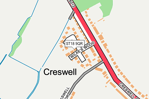 ST18 9QR map - OS OpenMap – Local (Ordnance Survey) ST18 9QR map - OS OpenMap – Local (Ordnance Survey)