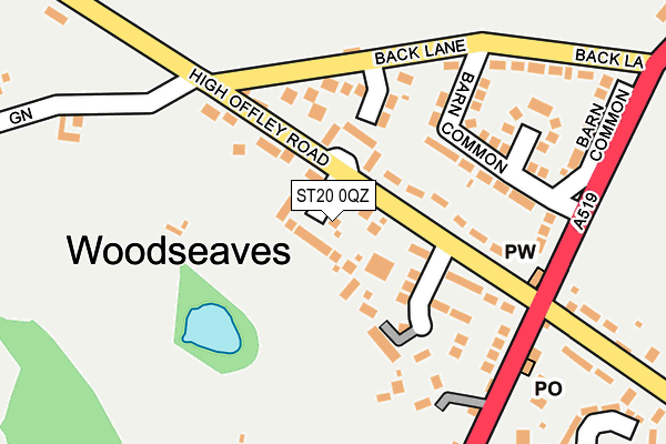 ST20 0QZ map - OS OpenMap – Local (Ordnance Survey)