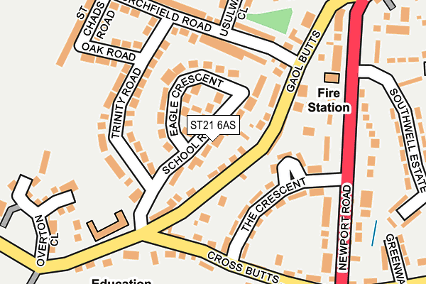 ST21 6AS map - OS OpenMap – Local (Ordnance Survey)