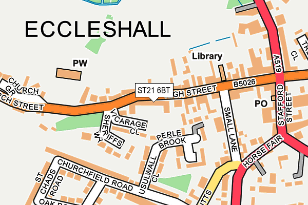 ST21 6BT map - OS OpenMap – Local (Ordnance Survey)