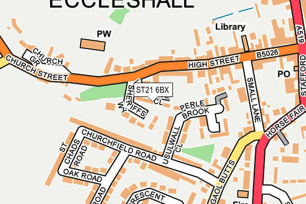 ST21 6BX map - OS OpenMap – Local (Ordnance Survey) ST21 6BX map - OS OpenMap – Local (Ordnance Survey)