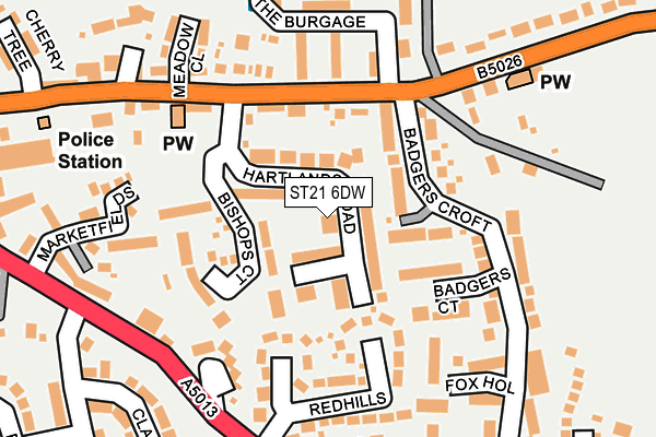 ST21 6DW map - OS OpenMap – Local (Ordnance Survey) ST21 6DW map - OS OpenMap – Local (Ordnance Survey)