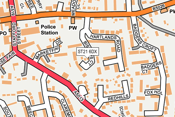 ST21 6DX map - OS OpenMap – Local (Ordnance Survey) ST21 6DX map - OS OpenMap – Local (Ordnance Survey)
