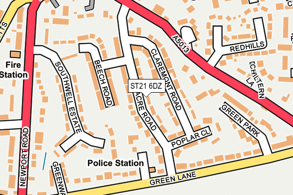 ST21 6DZ map - OS OpenMap – Local (Ordnance Survey) ST21 6DZ map - OS OpenMap – Local (Ordnance Survey)