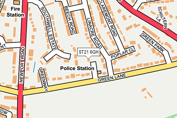 ST21 6GH map - OS OpenMap – Local (Ordnance Survey)