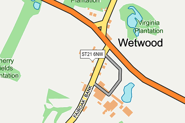 ST21 6NW map - OS OpenMap – Local (Ordnance Survey)