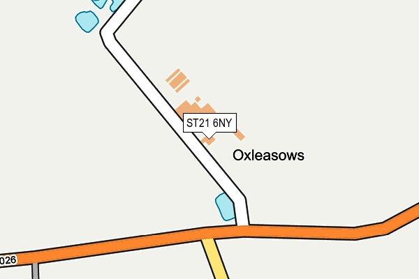 ST21 6NY map - OS OpenMap – Local (Ordnance Survey) ST21 6NY map - OS OpenMap – Local (Ordnance Survey)