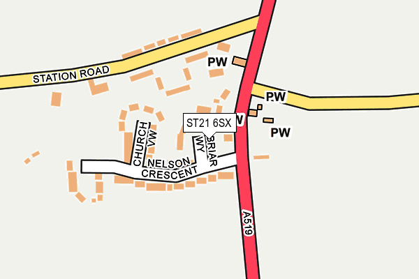 ST21 6SX map - OS OpenMap – Local (Ordnance Survey) ST21 6SX map - OS OpenMap – Local (Ordnance Survey)