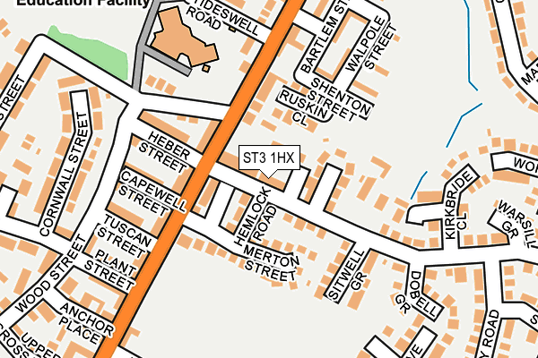 ST3 1HX map - OS OpenMap – Local (Ordnance Survey) ST3 1HX map - OS OpenMap – Local (Ordnance Survey)