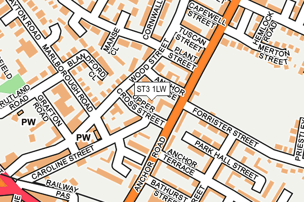 ST3 1LW map - OS OpenMap – Local (Ordnance Survey) ST3 1LW map - OS OpenMap – Local (Ordnance Survey)