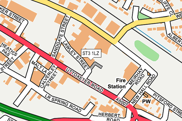 ST3 1LZ map - OS OpenMap – Local (Ordnance Survey) ST3 1LZ map - OS OpenMap – Local (Ordnance Survey)
