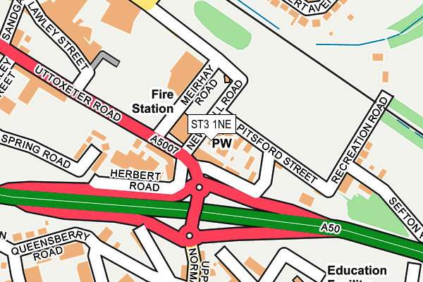 ST3 1NE map - OS OpenMap – Local (Ordnance Survey) ST3 1NE map - OS OpenMap – Local (Ordnance Survey)