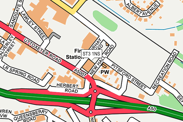 ST3 1NS map - OS OpenMap – Local (Ordnance Survey) ST3 1NS map - OS OpenMap – Local (Ordnance Survey)