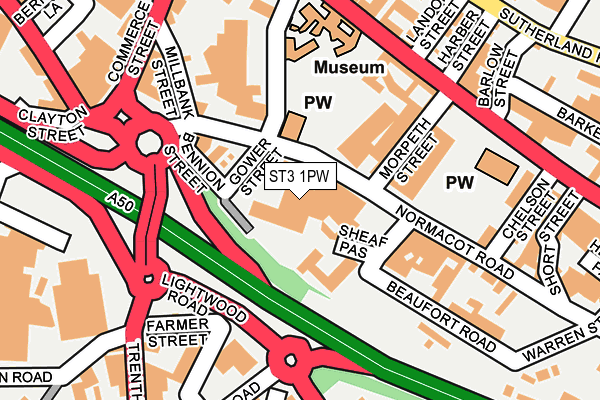 ST3 1PW map - OS OpenMap – Local (Ordnance Survey) ST3 1PW map - OS OpenMap – Local (Ordnance Survey)