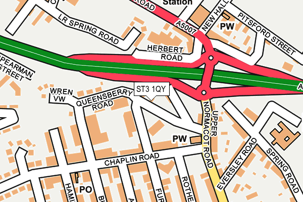 ST3 1QY map - OS OpenMap – Local (Ordnance Survey) ST3 1QY map - OS OpenMap – Local (Ordnance Survey)