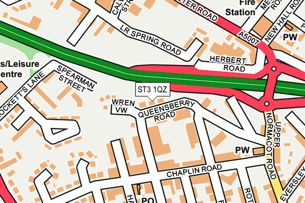 ST3 1QZ map - OS OpenMap – Local (Ordnance Survey) ST3 1QZ map - OS OpenMap – Local (Ordnance Survey)