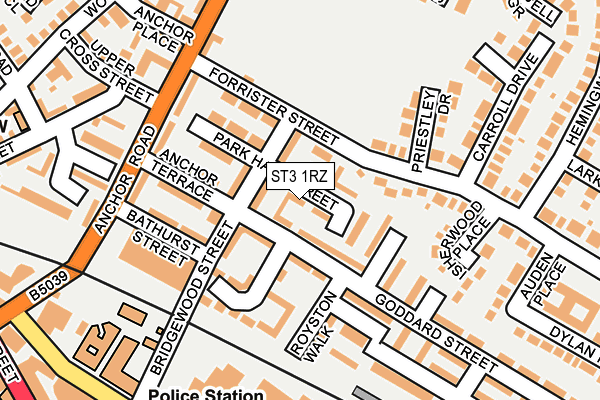 ST3 1RZ map - OS OpenMap – Local (Ordnance Survey) ST3 1RZ map - OS OpenMap – Local (Ordnance Survey)