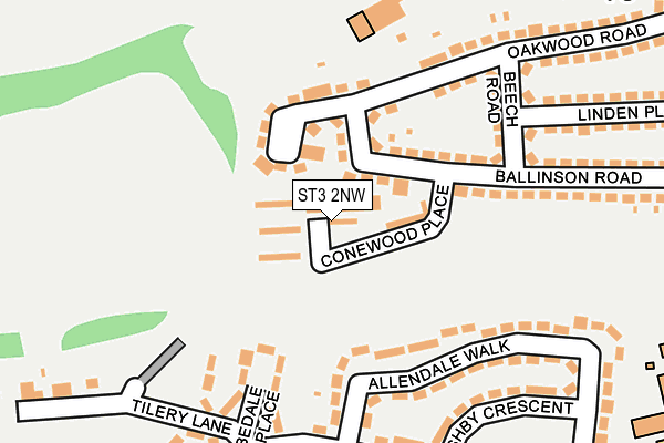 ST3 2NW map - OS OpenMap – Local (Ordnance Survey) ST3 2NW map - OS OpenMap – Local (Ordnance Survey)