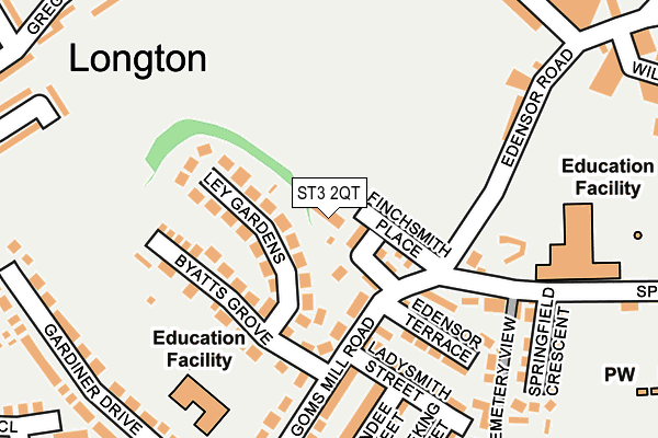ST3 2QT map - OS OpenMap – Local (Ordnance Survey) ST3 2QT map - OS OpenMap – Local (Ordnance Survey)