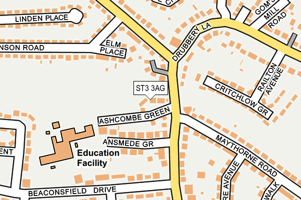 ST3 3AG map - OS OpenMap – Local (Ordnance Survey) ST3 3AG map - OS OpenMap – Local (Ordnance Survey)