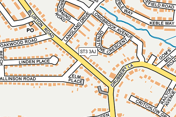 ST3 3AJ map - OS OpenMap – Local (Ordnance Survey) ST3 3AJ map - OS OpenMap – Local (Ordnance Survey)
