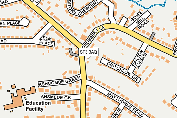 ST3 3AQ map - OS OpenMap – Local (Ordnance Survey) ST3 3AQ map - OS OpenMap – Local (Ordnance Survey)