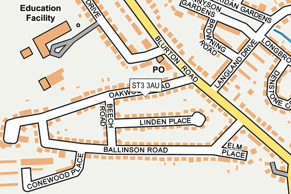 ST3 3AU map - OS OpenMap – Local (Ordnance Survey) ST3 3AU map - OS OpenMap – Local (Ordnance Survey)