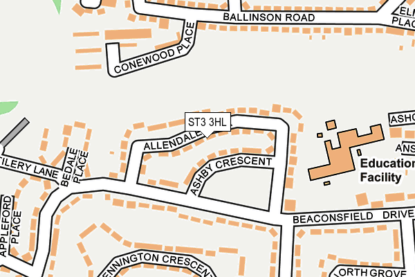 ST3 3HL map - OS OpenMap – Local (Ordnance Survey) ST3 3HL map - OS OpenMap – Local (Ordnance Survey)