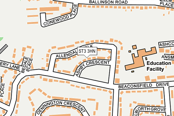 ST3 3HN map - OS OpenMap – Local (Ordnance Survey) ST3 3HN map - OS OpenMap – Local (Ordnance Survey)