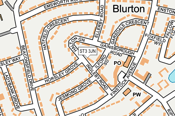 ST3 3JN map - OS OpenMap – Local (Ordnance Survey) ST3 3JN map - OS OpenMap – Local (Ordnance Survey)