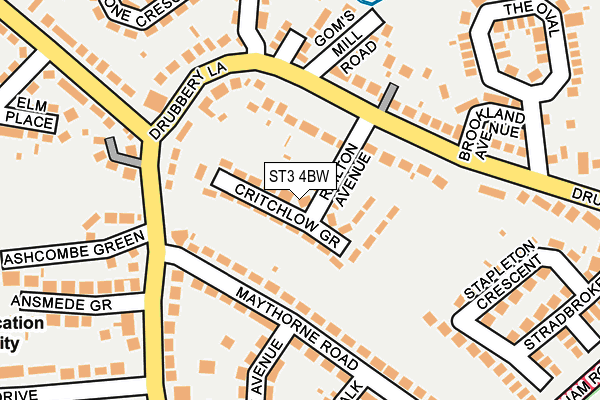 ST3 4BW map - OS OpenMap – Local (Ordnance Survey) ST3 4BW map - OS OpenMap – Local (Ordnance Survey)