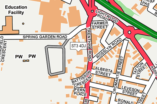 ST3 4DJ map - OS OpenMap – Local (Ordnance Survey) ST3 4DJ map - OS OpenMap – Local (Ordnance Survey)