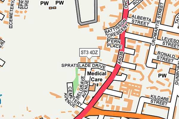 ST3 4DZ map - OS OpenMap – Local (Ordnance Survey) ST3 4DZ map - OS OpenMap – Local (Ordnance Survey)