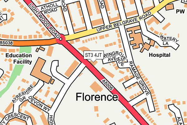 ST3 4JT map - OS OpenMap – Local (Ordnance Survey) ST3 4JT map - OS OpenMap – Local (Ordnance Survey)
