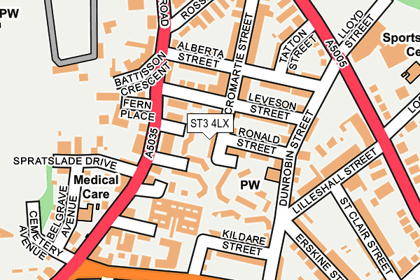 ST3 4LX map - OS OpenMap – Local (Ordnance Survey) ST3 4LX map - OS OpenMap – Local (Ordnance Survey)