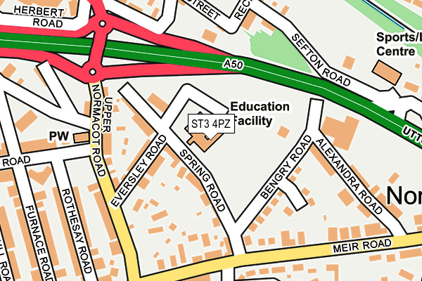 ST3 4PZ map - OS OpenMap – Local (Ordnance Survey) ST3 4PZ map - OS OpenMap – Local (Ordnance Survey)