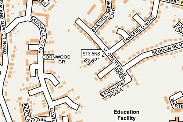 ST3 5NS map - OS OpenMap – Local (Ordnance Survey) ST3 5NS map - OS OpenMap – Local (Ordnance Survey)