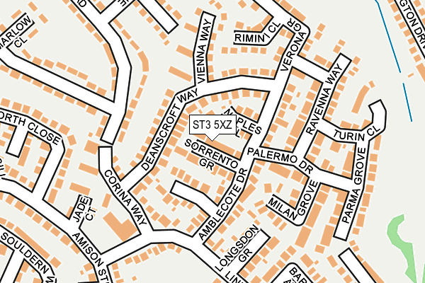 ST3 5XZ map - OS OpenMap – Local (Ordnance Survey) ST3 5XZ map - OS OpenMap – Local (Ordnance Survey)