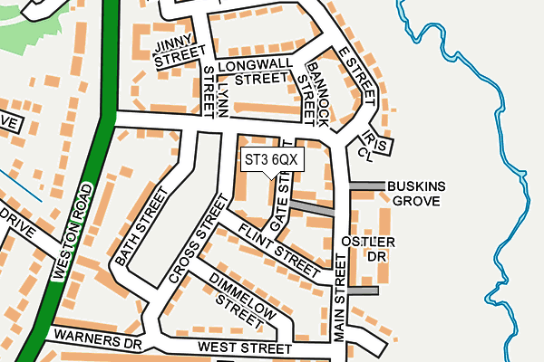 ST3 6QX map - OS OpenMap – Local (Ordnance Survey) ST3 6QX map - OS OpenMap – Local (Ordnance Survey)