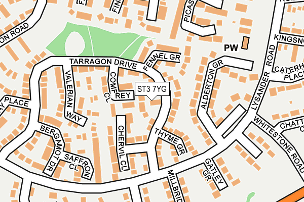 ST3 7YG map - OS OpenMap – Local (Ordnance Survey) ST3 7YG map - OS OpenMap – Local (Ordnance Survey)